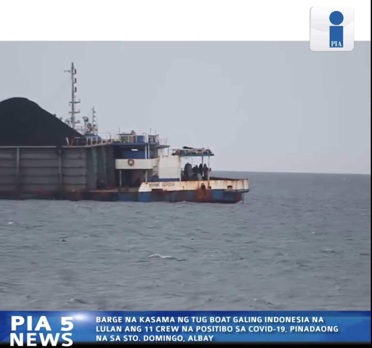 Barge na galing Indonesia pinadaong na sa Albay