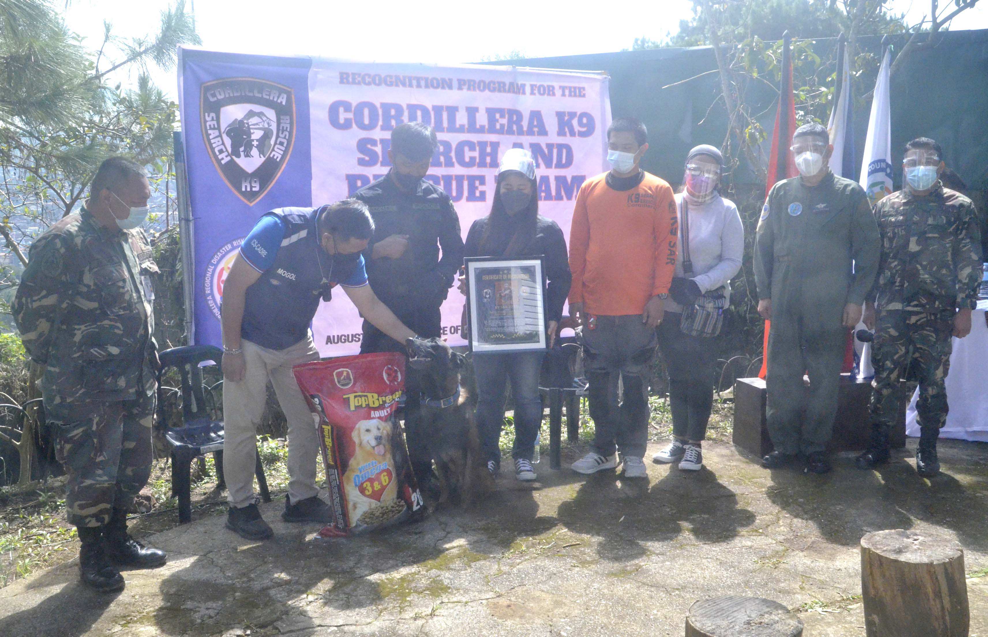 K9 SAR dog Zeus recognized in SAR Operations in Itogon, Benguet