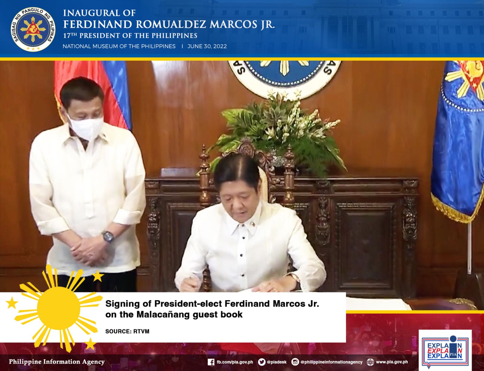 President-elect Ferdinand Marcos Jr. signed on the Palace’s guest book
