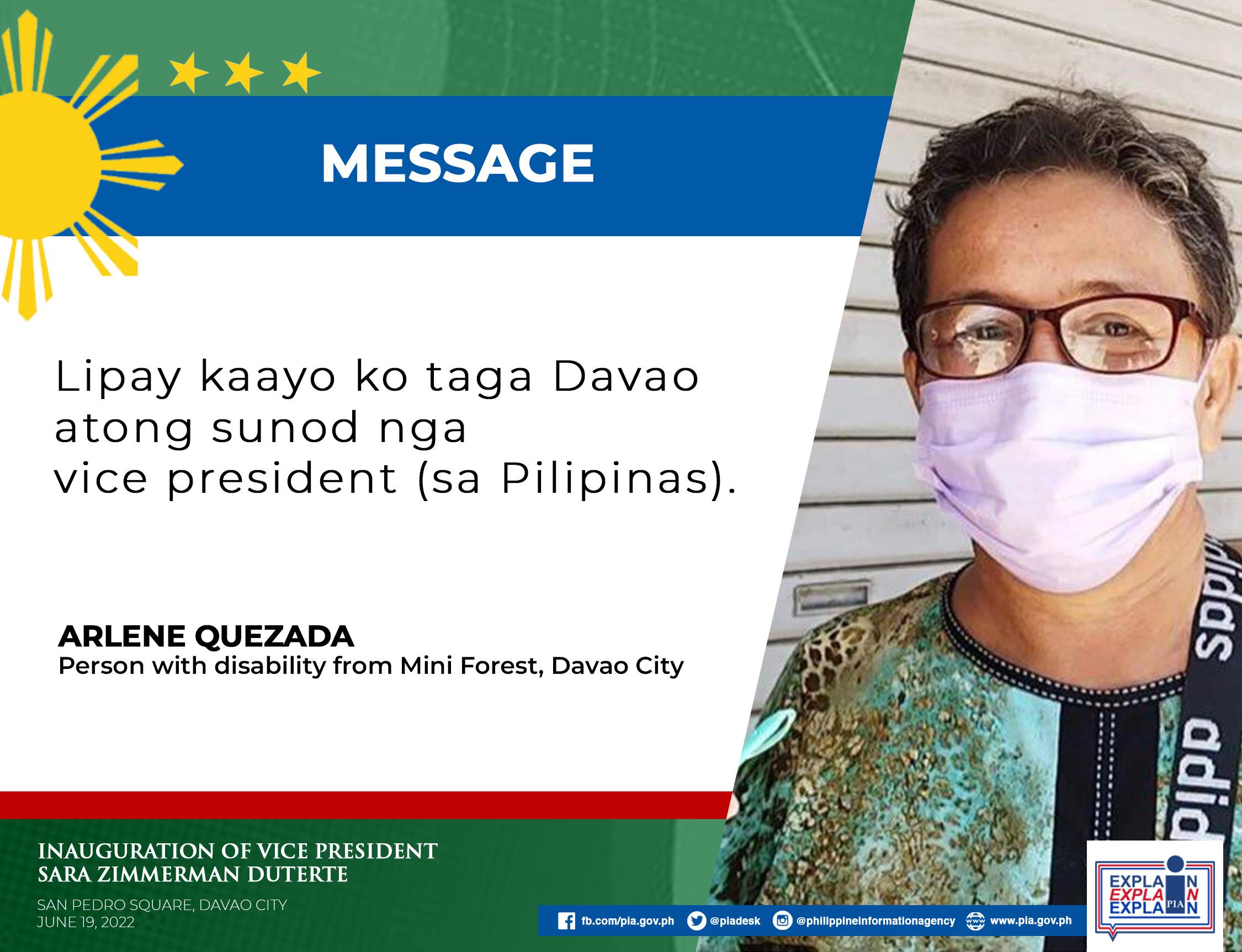 PWD thankful to Vice President-elect Sara Z. Duterte