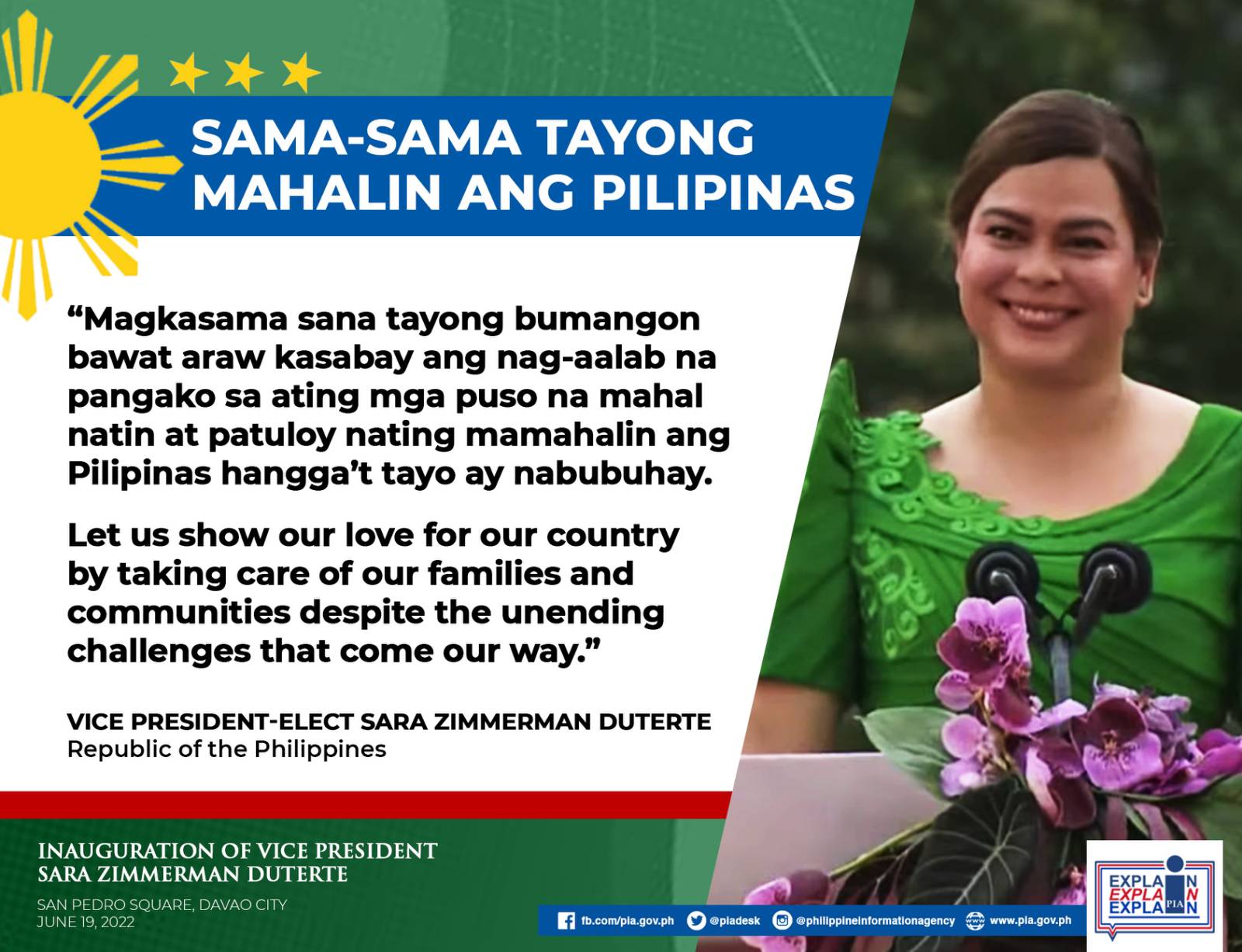 Mahalin ang Pilipinas -- VP-elect Sara Zimmerman Duterte