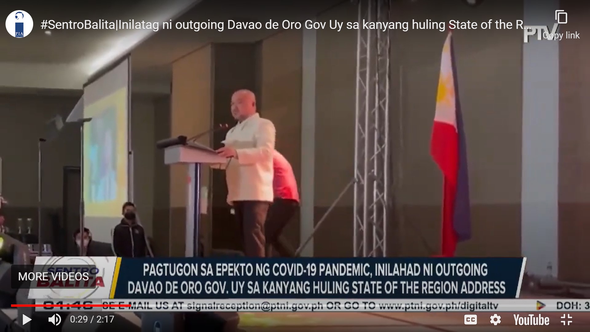 Pagtugon sa epekto ng COVID-19 pandemic at paghina ng insurgency sa Davao region, inilatag ni outgoing Davao de Oro Gov. Uy sa kanyang huling State of the Region Address
