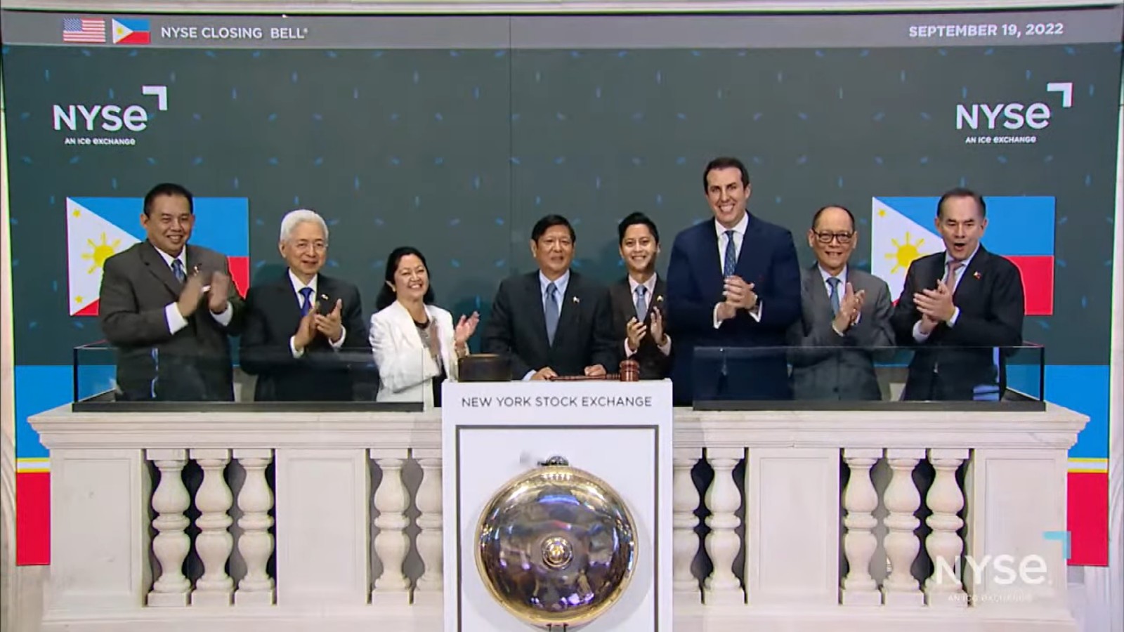 PBBM rings the closing bell at the NYSE after attending an economic forum