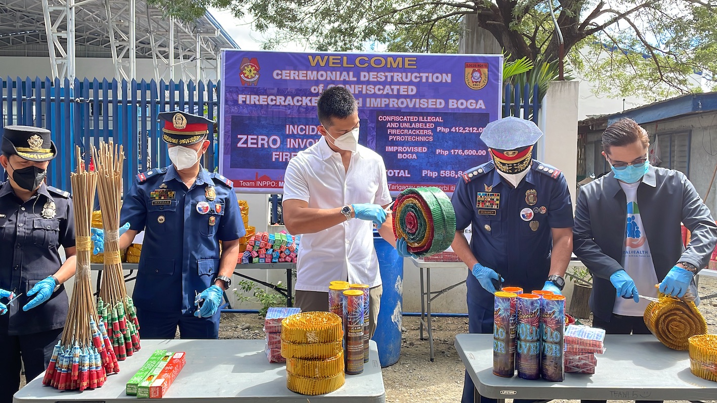 PIA - Confiscated fireworks, boga worth P588k destroyed in Ilocos Norte