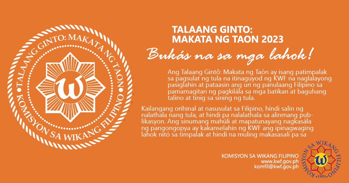Talaang Ginto: Makata ng Taón 2023, bukás na sa mga lahok