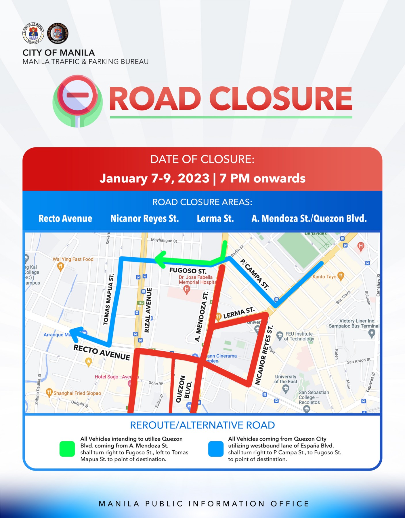 PIA Manila lgu issues road closure advisory on the Feast of Black