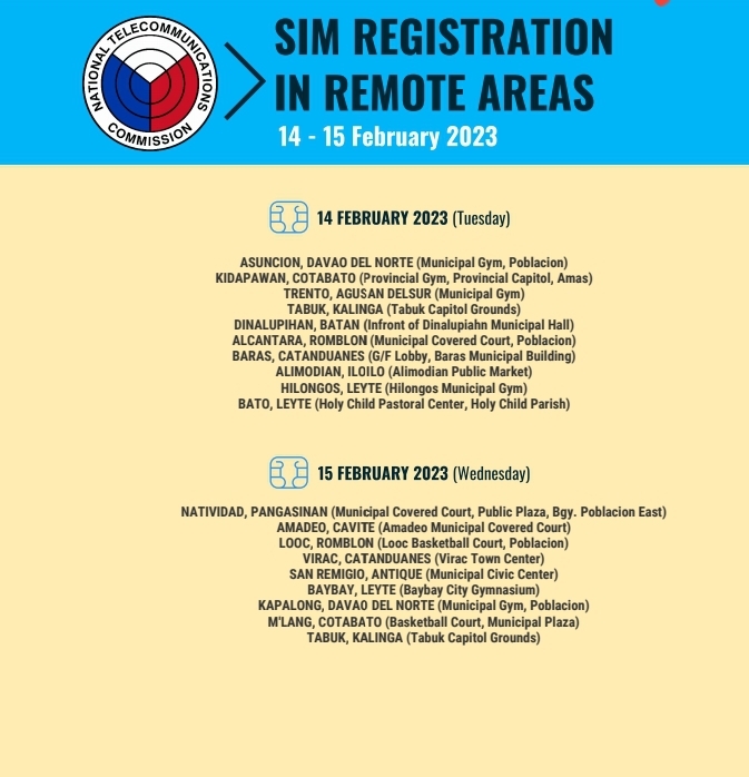 SIM Card registration in remote areas (February 14-15, 2023)