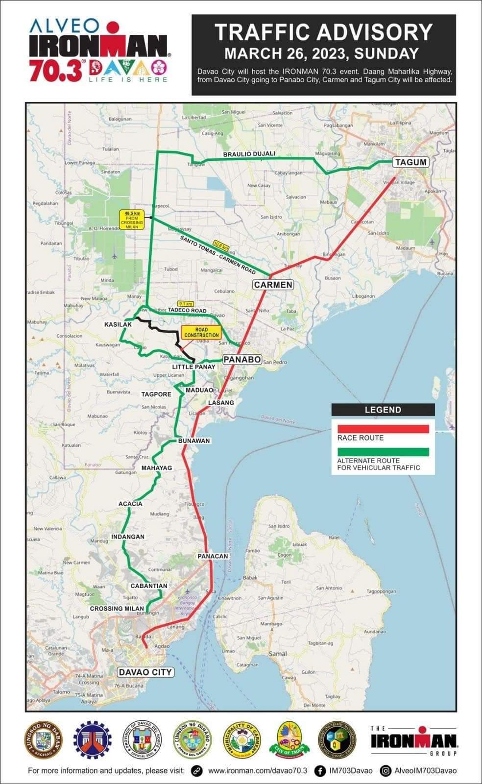 PIA Davao City LGU announces traffic rerouting during Ironman race