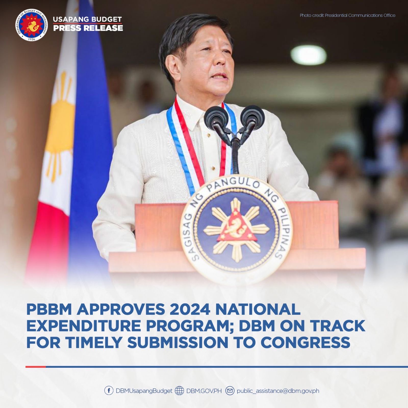 PIA - PBBM approves 2024 NEP, DBM on track for timely submission to