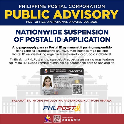 Pia - Phlpost Suspends Postal Id Application