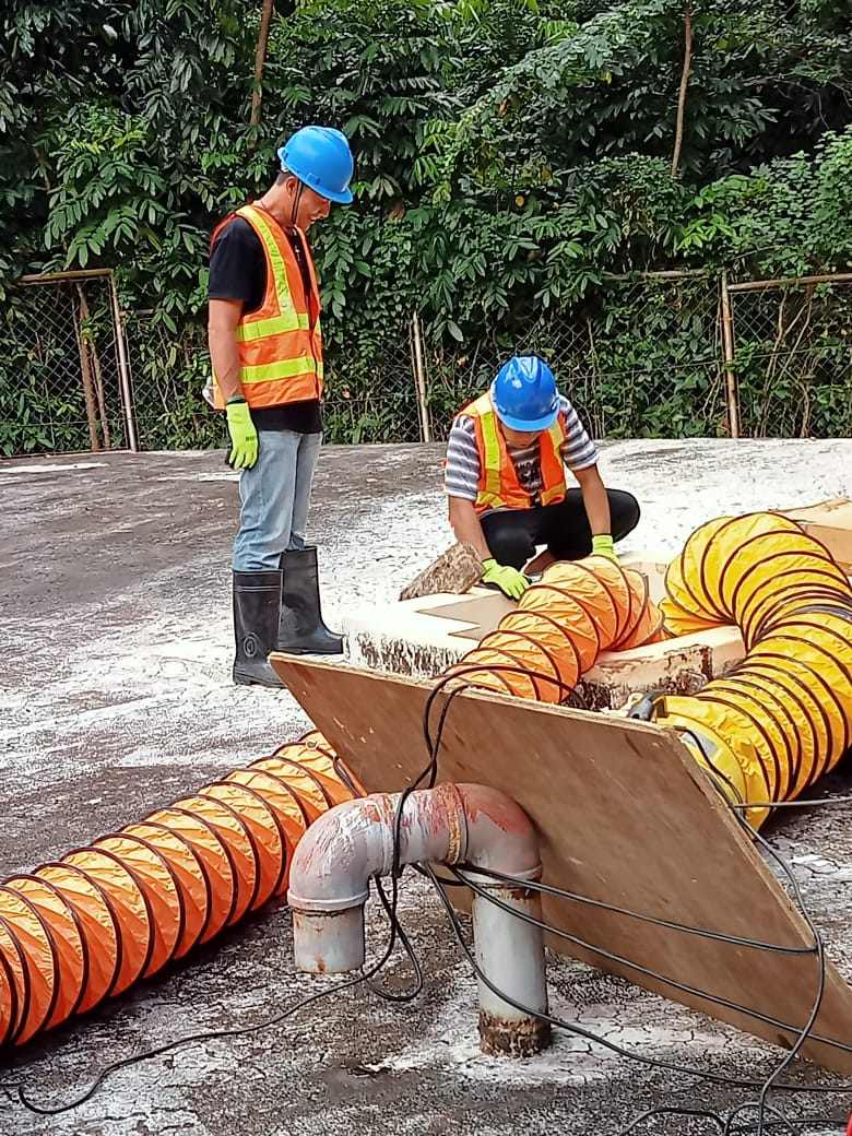 Personnel at Camiguin Water Company work to upgrade infrastructure and enhance water resilience in the Benoni area near Katunggan Park. (Photo courtesy of CWC)