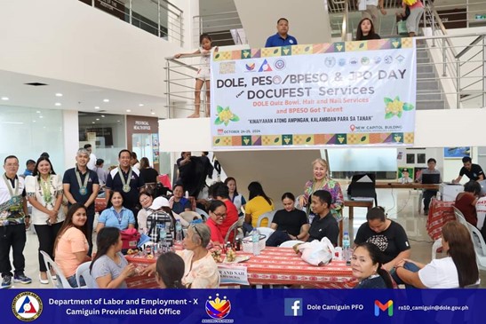 Locals in Camiguin benefit from the PESO, Barangay PESO, and Job Placement Office Day cum DocuFest Services held during the Lanzones Festival 2024. (Photo courtesy of DOLE-10)