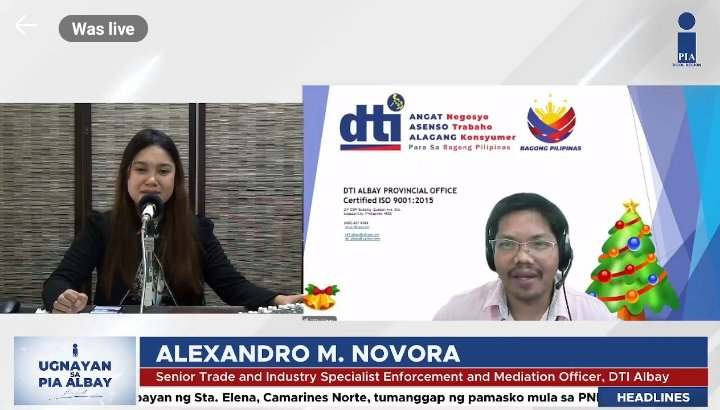 : DTI Albay senior trade and industry specialist and enforcement and mediation officer Alexandro M. Novora calls on consumers during the Ugnayan sa PIA Albay program to buy fireworks with Philippine Standard (PS) mark to guarantee safe and quality products. (PIA Albay )