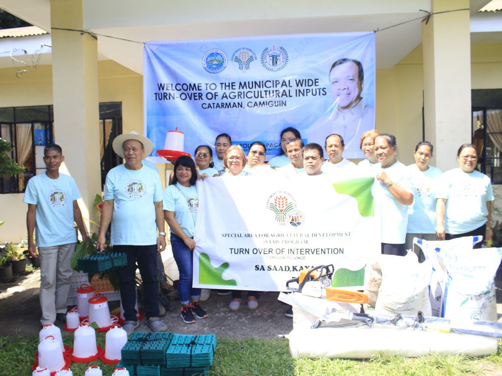 The Department of Agriculture's Special Area for Agricultural Development Program-Northern Mindanao handed over agricultural interventions worth P148,940 to the municipal local government of Catarman, Camiguin, in a turnover ceremony on November 12. (Photo courtesy of SAAD-10)