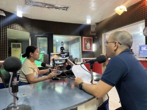 Jessie James Osin (right), chief of Ecological Solid Waste Management at the Department of Environment and Natural Resources-Environmental Management Bureau-10, graces the Lambo Dyes radio program aired over at Radyo Pilipinas Cagayan de Oro, January 24. (Photo: ALAO/PIA-10)