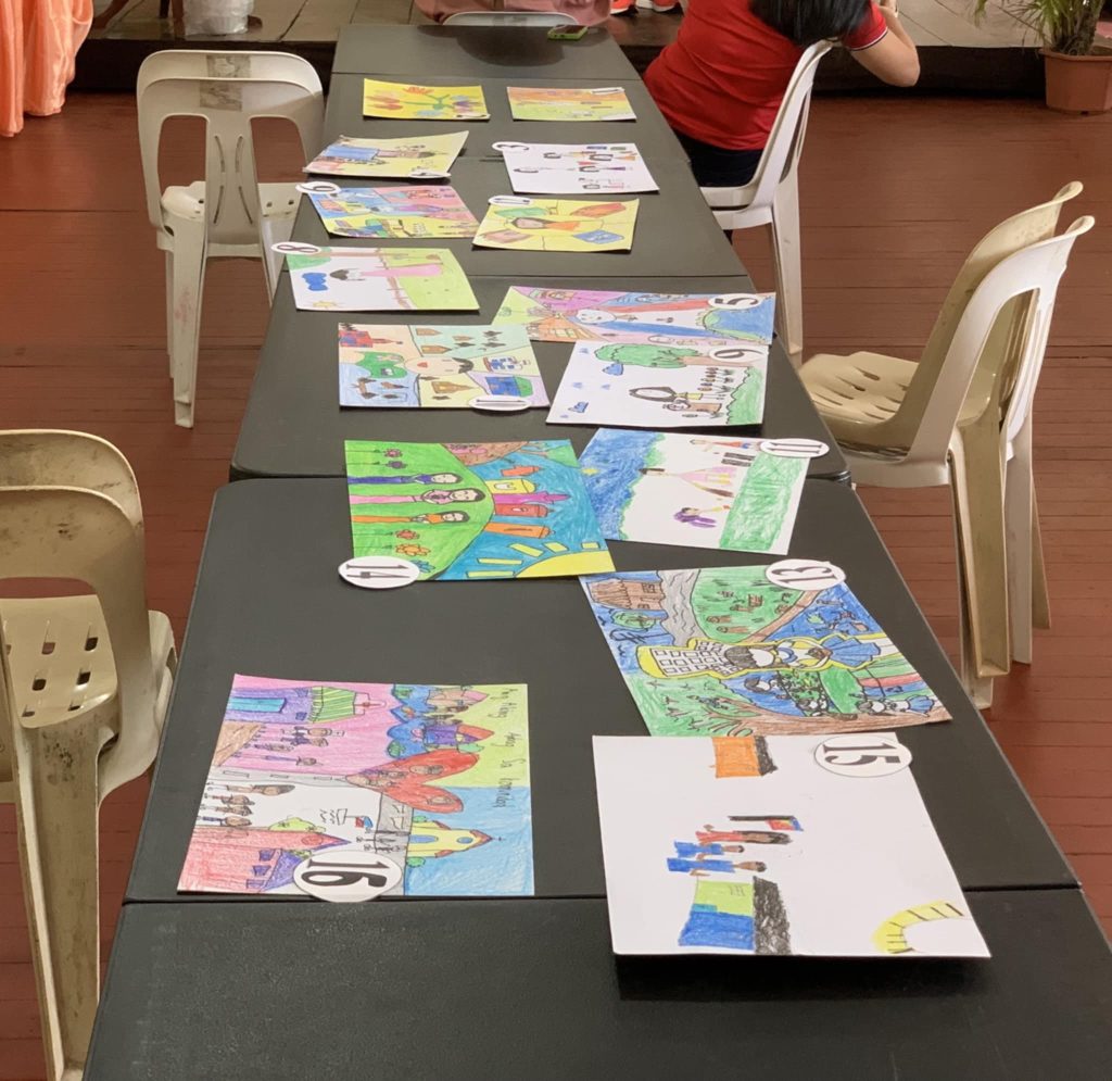 hese paintings are the work of kindergarten pupils from DepEd Sorsogon City West District aged six, who want to make a difference in society by extending their small acts of compassion and generosity through the work of art. (Kyla Jane Pancho/Photo: James Bagalay, PIA 5/Sorsogon)