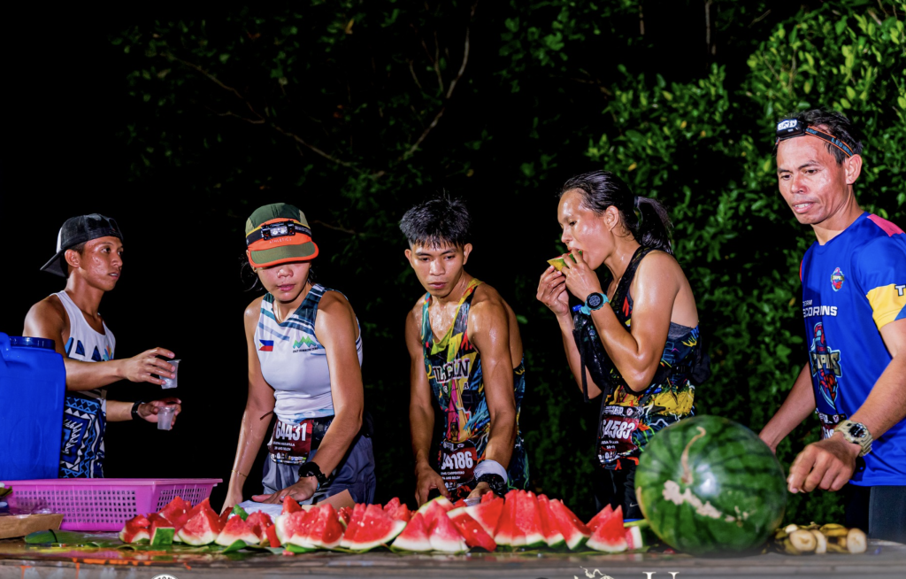 Aid stations. Water, food, and medical stations were set up at key points in Tupsan, Benoni, Guinsiliban, Sagay, and Catarman to support over 900 runners during the Camiguin 360 Ultra Marathon 2025. Volunteers and partner agencies assisted in the race. (Photo courtesy of LGU Mambajao)