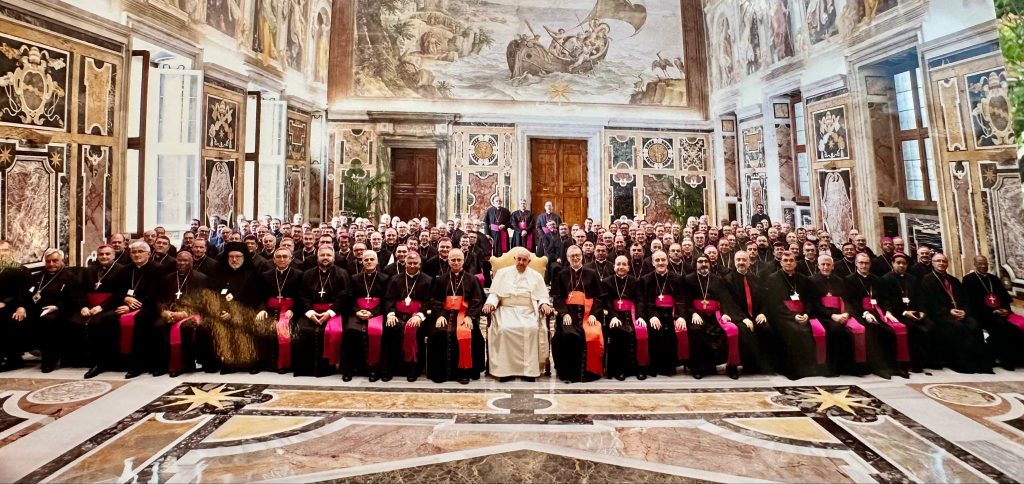Catanduanes Bishop Luisito Ochano met Pope Francis for the second time on September 19, 2024, during the onboarding of new bishops. (photo credits: Bishop Lo Occiano)